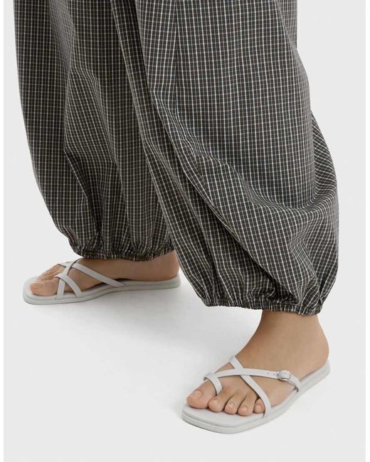 Bershka White Multi-Strap Flat Slider Sandals