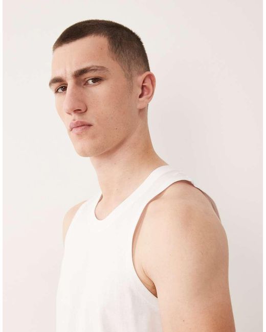 Jack & Jones Natural Oversized Vest With Japanese Mountain Back Print for men