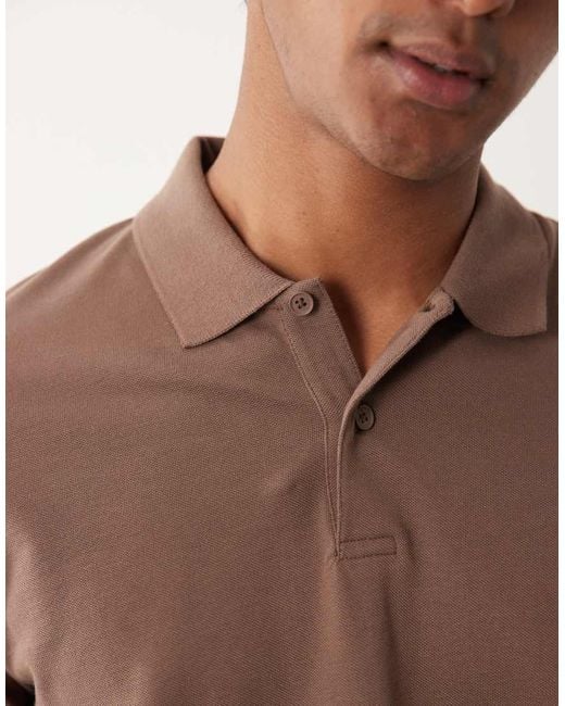 ASOS Brown Essentials Regular Fit Polo for men