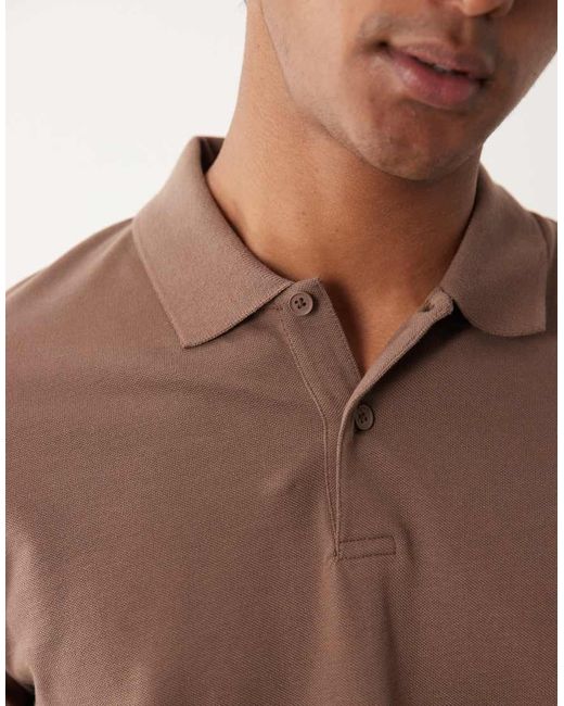 Polo Basic Regular Fit di ASOS in Brown da Uomo