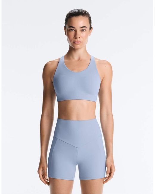 Oysho Blue High-support Compressive Crossover Back Sports Bra