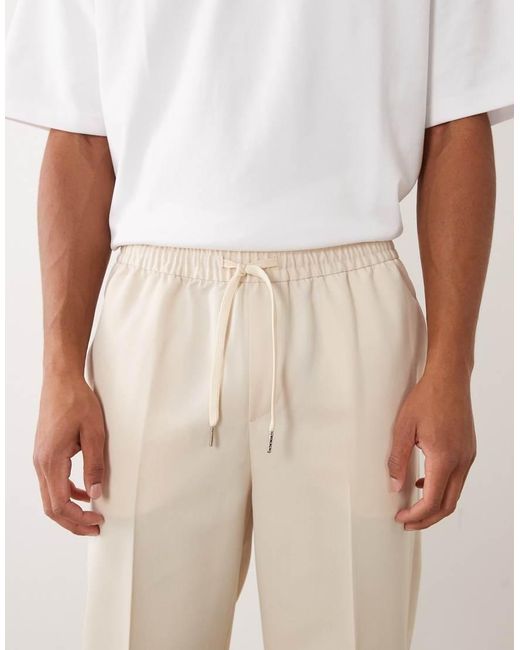 ASOS Blue Tailored Pull On Tapered Trousers for men
