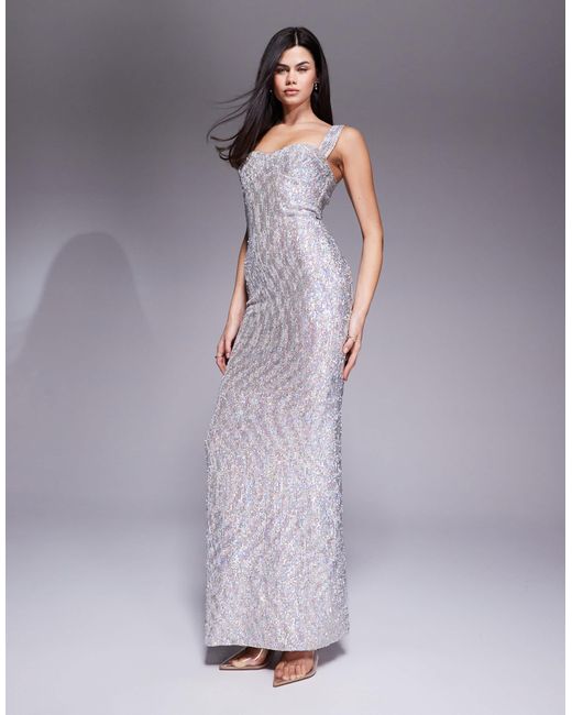 chinese dress ladies THE MAIN EVENT SEQUIN CORSET MAXI DRESS  AKIRA