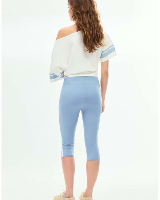 Stradivarius Blue Side-stripe Capri leggings