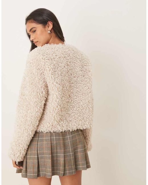 Jdy Natural Faux Fur Cropped Jacket