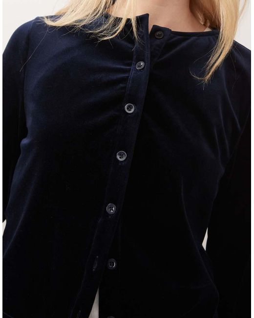 Motel Blue Kellen Co-ord Button Up Velour Cardigan