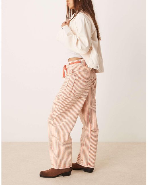 Free People Natural Hickory Stripe Moxie Tie-waist Jean
