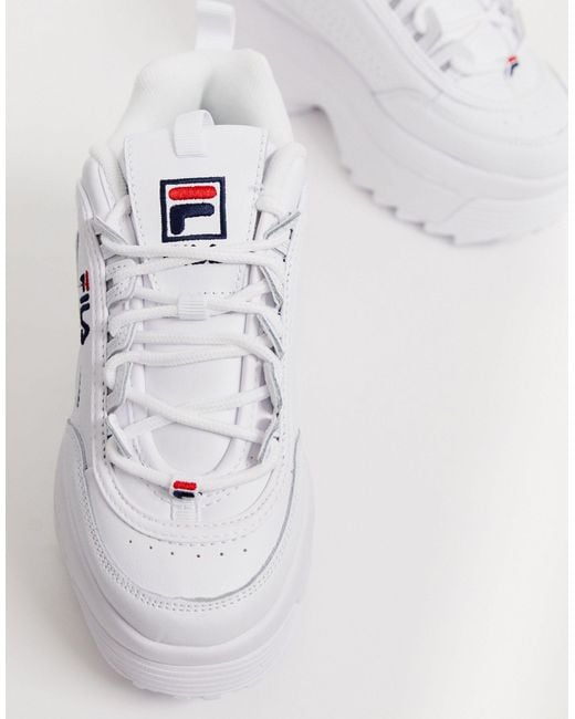 Fila Leather Disruptor Ii Platform Wedge Trainers in White - Lyst