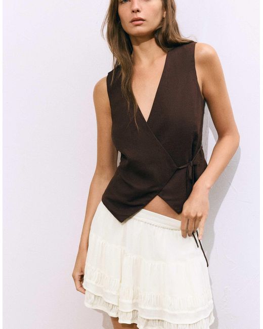 Mini-jupe volantée - glace Pull&Bear en coloris White