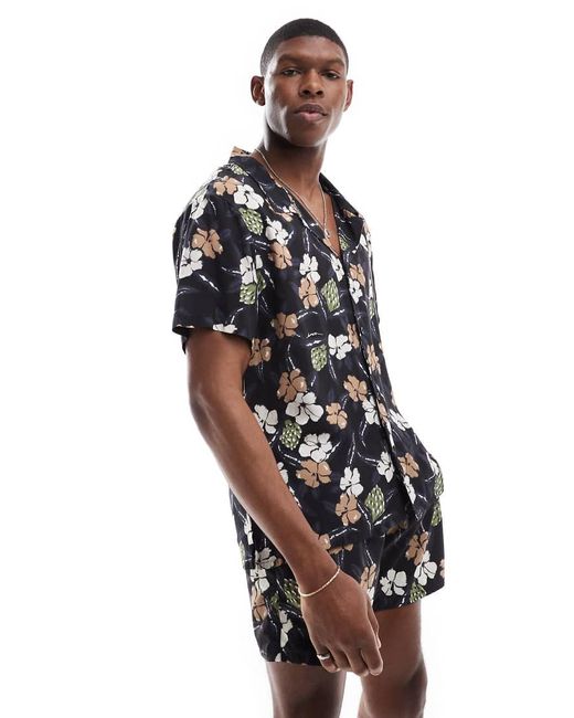 Boss Black Boss Co-Ord Floral Print Short Sleeve Shirt for men