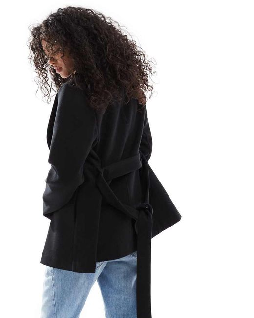 New Look Black Short Belted Coat