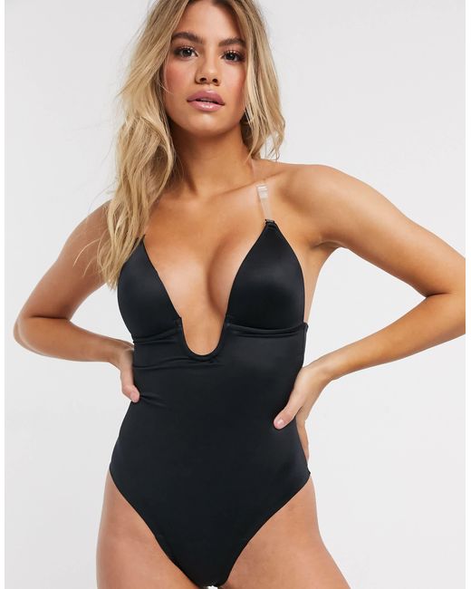 Spanx Black Suit Your Fancy Low Back Thong Smoothing Bodysuit