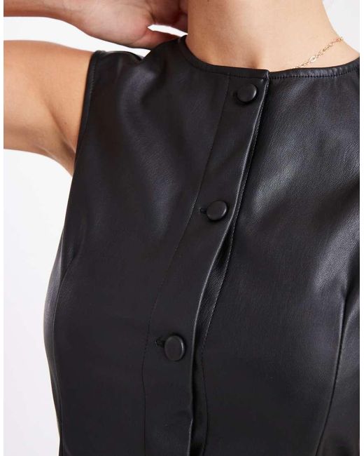 Miss Selfridge Blue Faux Leather Vest