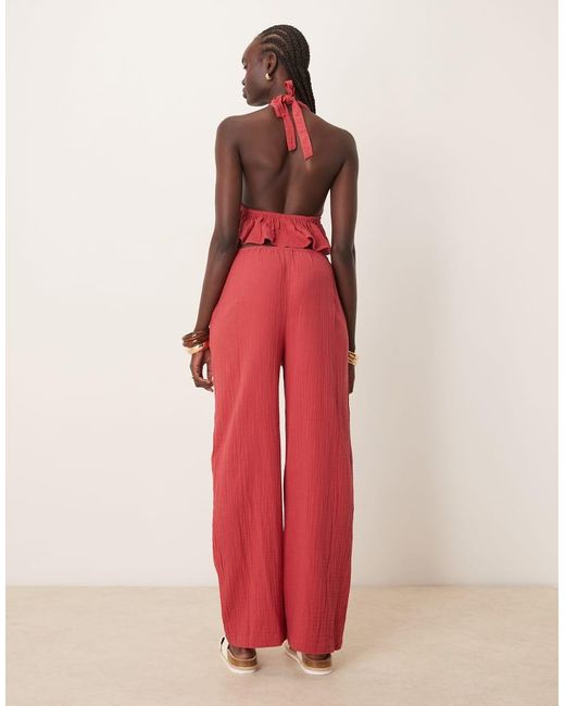 Iisla & Bird Pink Skinny Waist Band Beach Trouser Co-ord