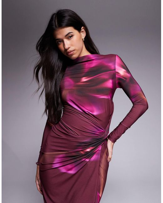 DASKA Purple – exklusiv – hochgeschlossenes maxikleid