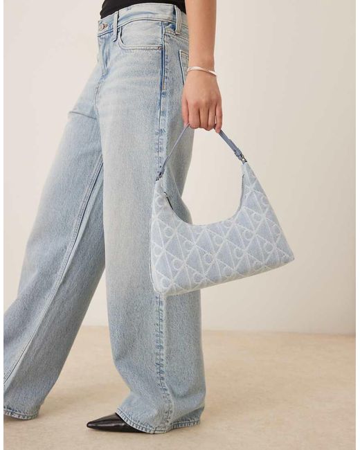 Calvin Klein Black Jeans Denim Logo Print Shoulder Bag