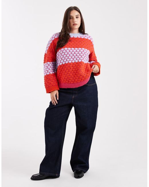 Pieces Plus Red Pieces Curve Bright Contrast Spot Jumper