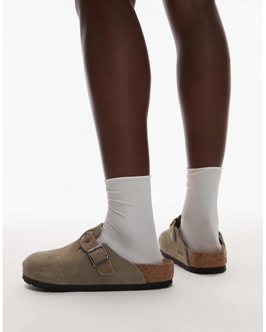Birkenstock Brown – boston – clogs aus wildleder