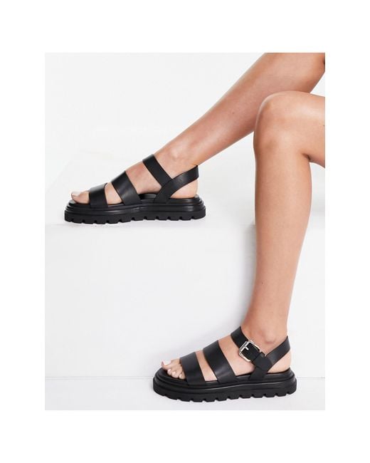 & Other Stories Black Leather Chunky Strappy Sandals