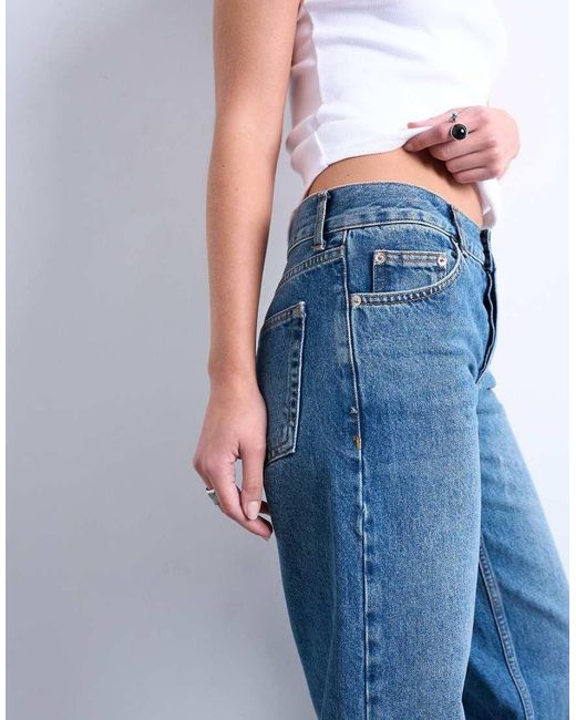 TOPSHOP Blue Ember Low Rise Straight Leg Jean