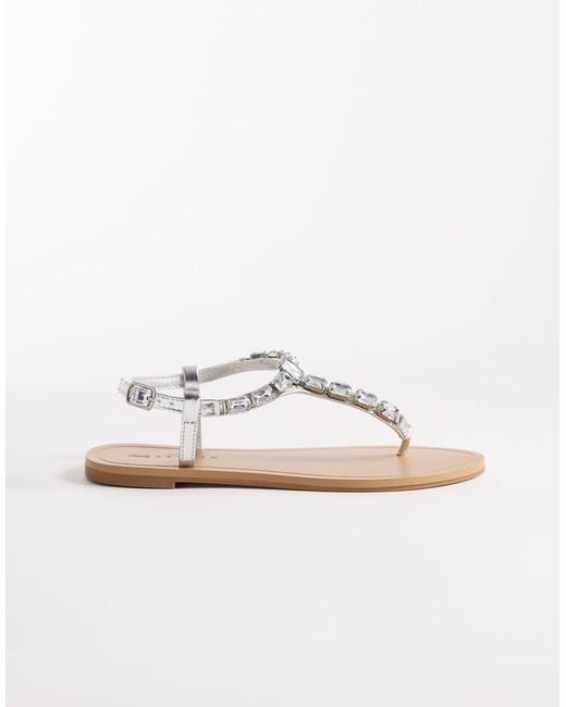ASOS White Wide Fit Fairywings Embellished Flat Sandal