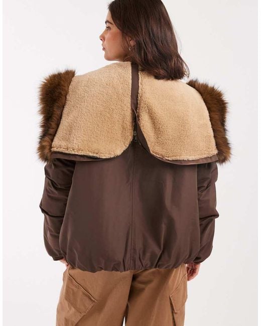 ASOS Brown Bomber Parka With toggle Detail
