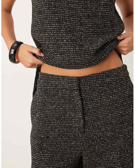 Pantalones Negros Efecto Purpurina De Pernera Ancha De Tejido Texturizado De (Parte De Un Conjunto) Vila de color Black