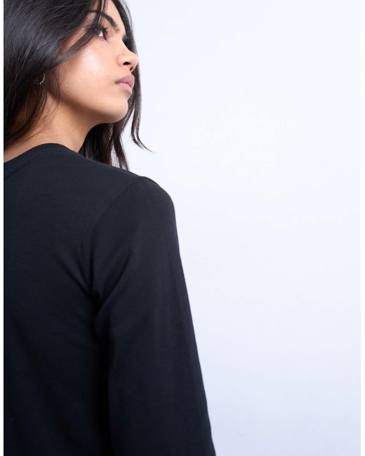 TOPSHOP Black Long Sleeve Everyday Tee