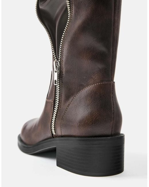 Bottes échancrées avec zip décoratif Pull&Bear en coloris Brown