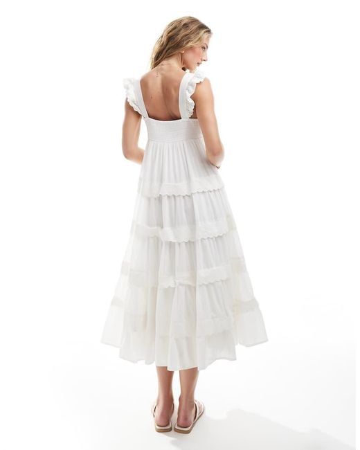 Miss Selfridge White Broderie Trim Baby Doll Midi Dress