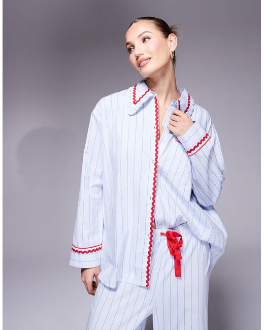 ASOS Gray – pyjama aus webstoff mit streifen