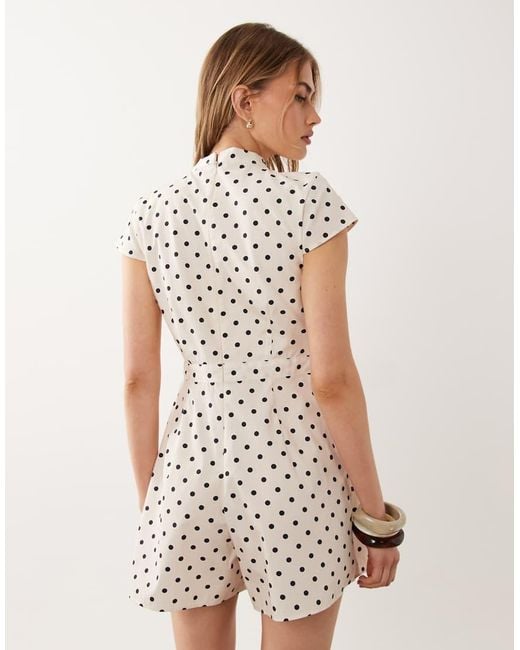 Miss Selfridge White Romper With Neck Tie