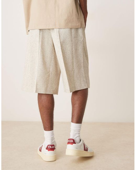ASOS – elegante oversize-bermudashorts aus strukturiertem material in Natural für Herren