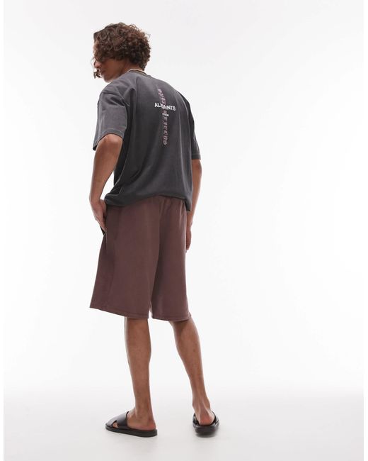 Topman Brown Long Short With Textured Panel for men