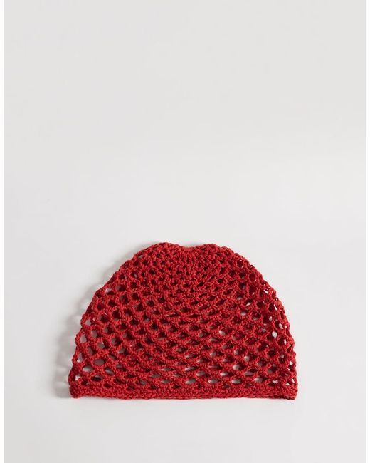 Reclaimed Vintage Red Crochet Beanie