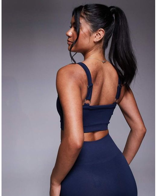 Reggiseno Sportivo A Supporto Medio Modellante Senza Cuciture Inchiostro di 4505 in Blue