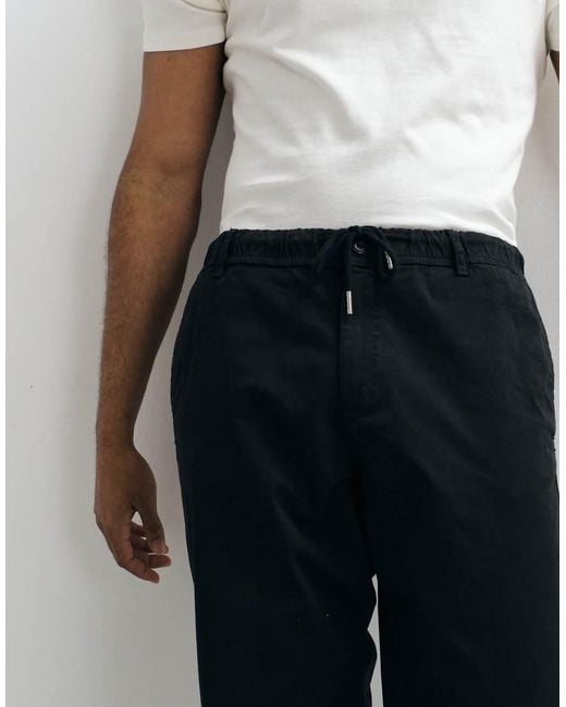 Jack & Jones Blue Drawstring Twill Chino Trousers for men