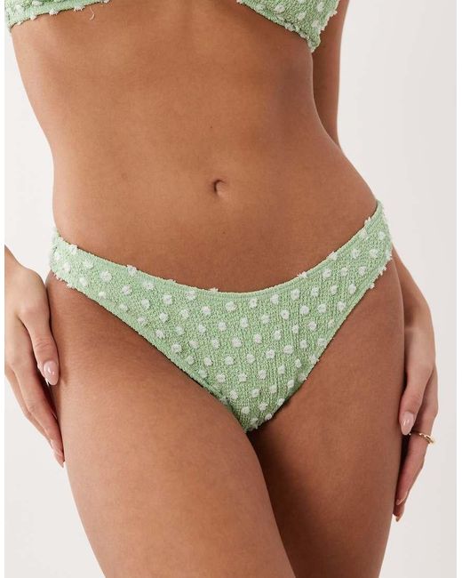 South Beach Green Polka Dot High Leg Bikini Bottom