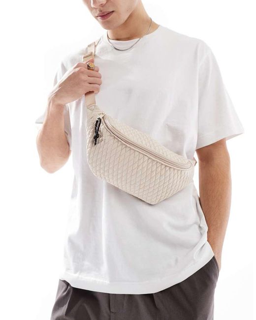 ASOS White Nylon Quilted Bumbag for men