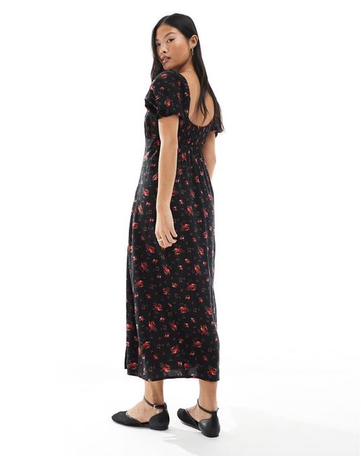 Miss Selfridge Black Spun Tea Midaxi Dress