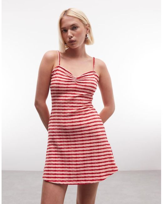 Reclaimed Vintage Striped Textured Mini Dress