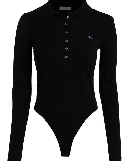 Body Con Etichetta Cucita di Calvin Klein in Black