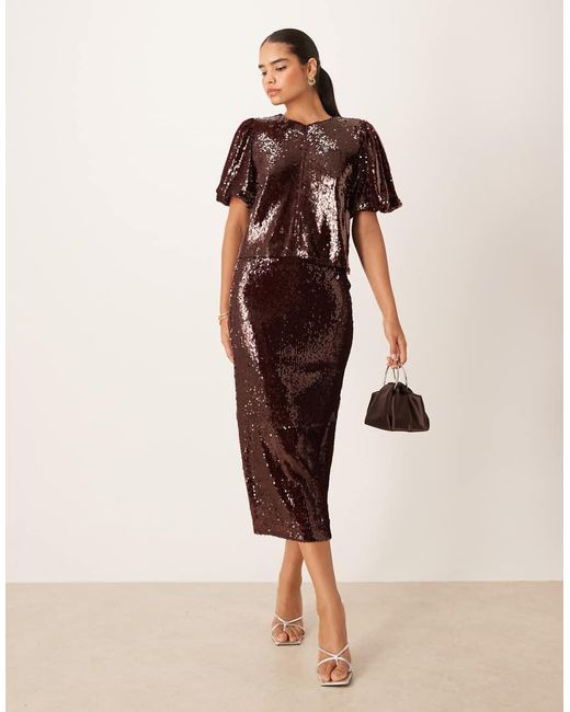 Y.A.S Brown Premium Sequin Top Co-ord