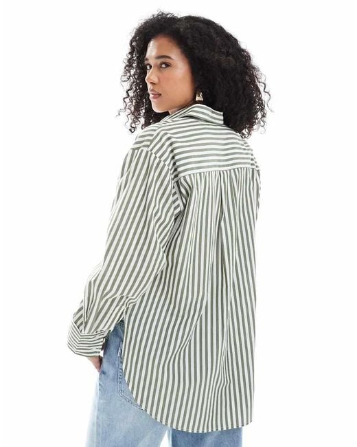 Camisa A Rayas Verdes Con Bolsillo De New Look de color Blue