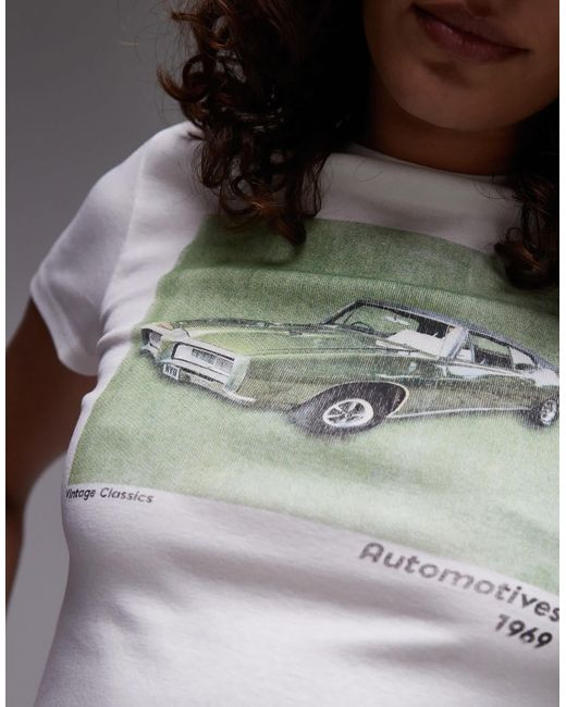 TOPSHOP Gray Graphic Vintage Car Print Baby Tee