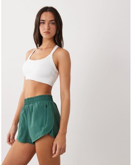4505 Green Icon Woven Run Short With Zip Pockets