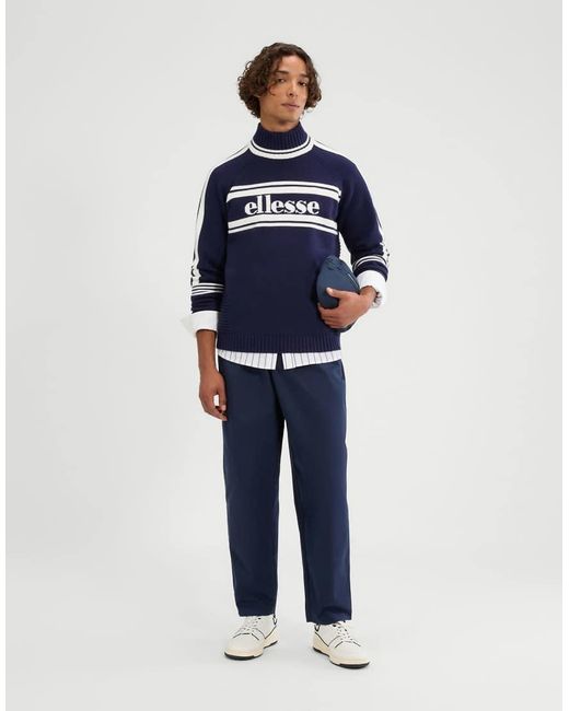 Ellesse Blue Pellini Long Sleeve Knitted Jumper for men