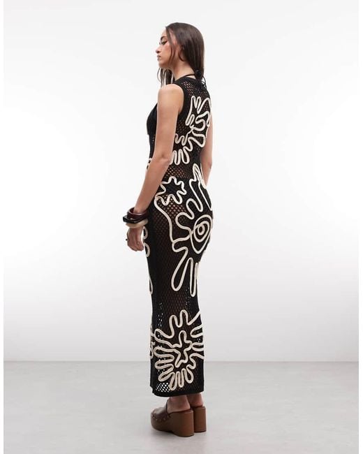 ASOS White Open Stitch Cornelli Pattern Maxi Dress