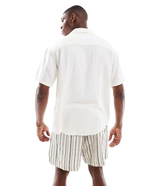 Only & Sons Overhemd Van Linnenmix Met Korte Mouwen En Textuur in het White voor heren
