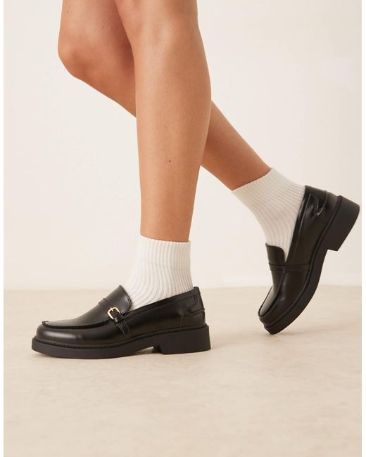 Glamorous Natural Loafers With Buckle Details